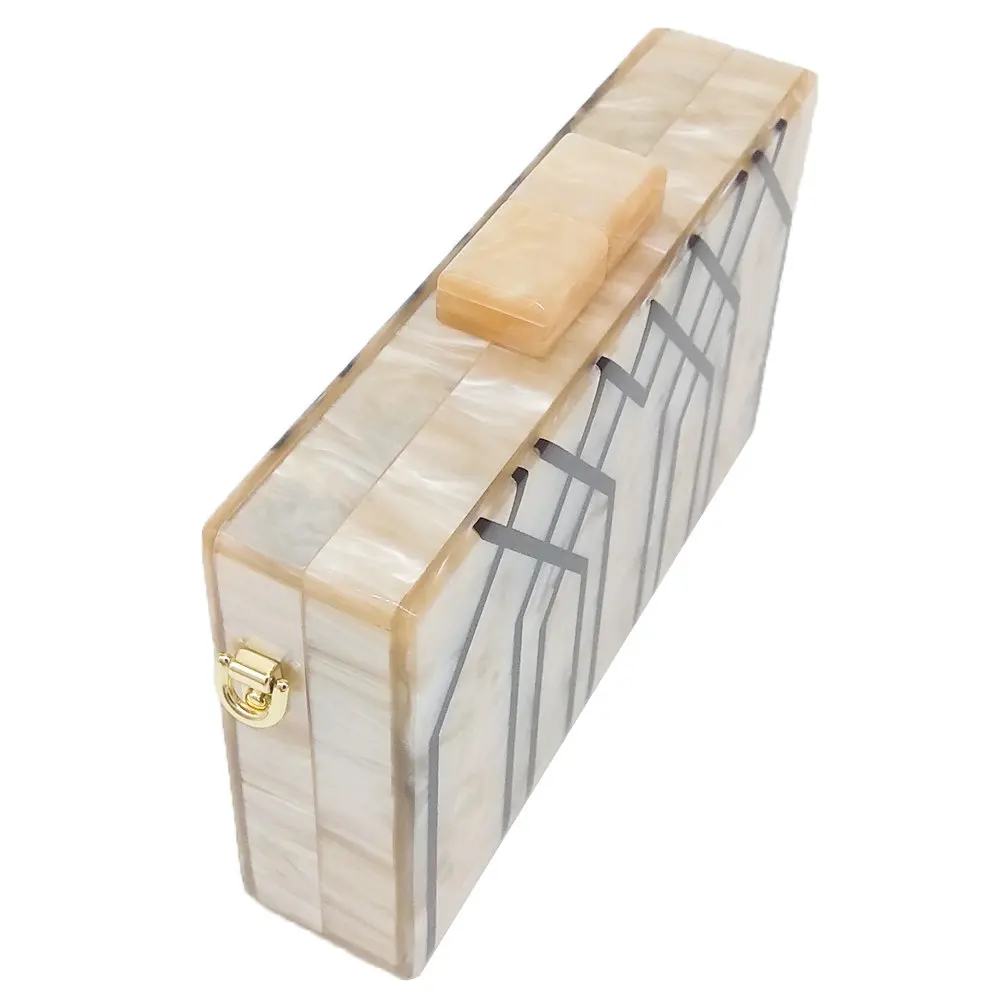 Geometric Striped Acrylic Clutch