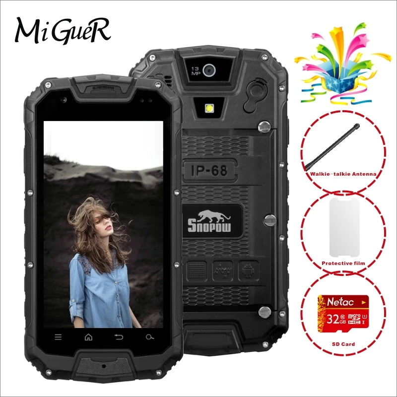 

SNOPOW M5 IP68 Waterproof Walkie Talkie Mobile Phone 4.5"Inch Android 5.1 MTK6735 Quad Core 2GB+16GB 4G Rugged Unlock Cellphone