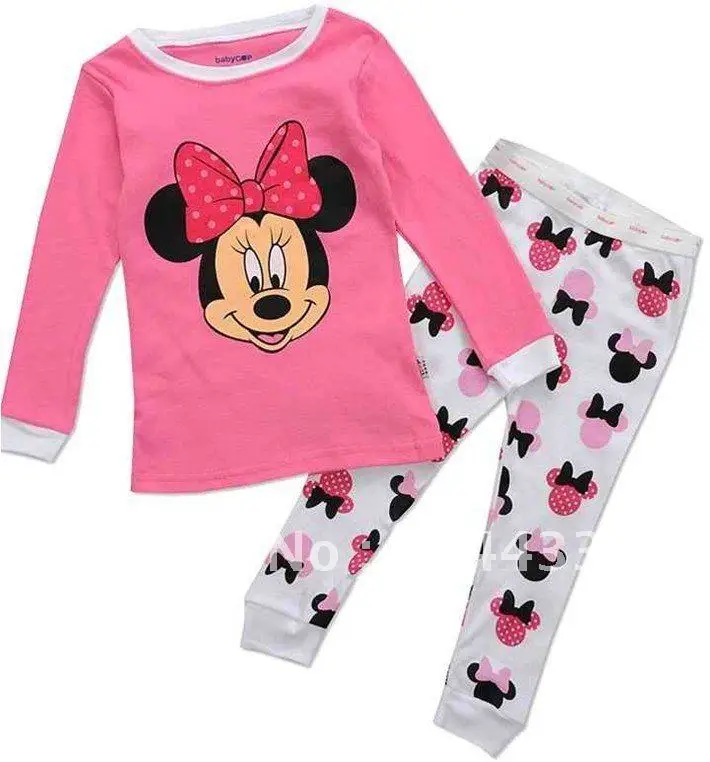 FREE SHIPPING(6pcs/lot)cartoon mickey mouse baby girl pajamas children pajamas suit kids