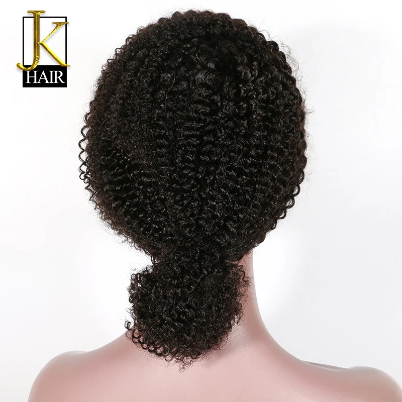 250% плотность кудрявые Синтетические волосы на кружеве парики из натуральных волос для женский, черный Remy бразильские 13x4 парик с короткими волосами средняя часть JK элегантные