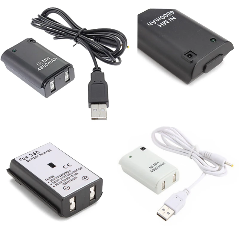 

2 X USB Charger Cable + 4800mAh Rechargeable Battery for XBOX360 Wireless Controller for Microsoft Xbox 360 Wireless Controller