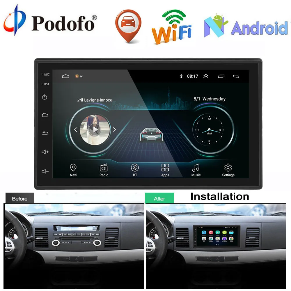 Podofo font b Car b font font b Radio b font Android Multimedia player 2 Din