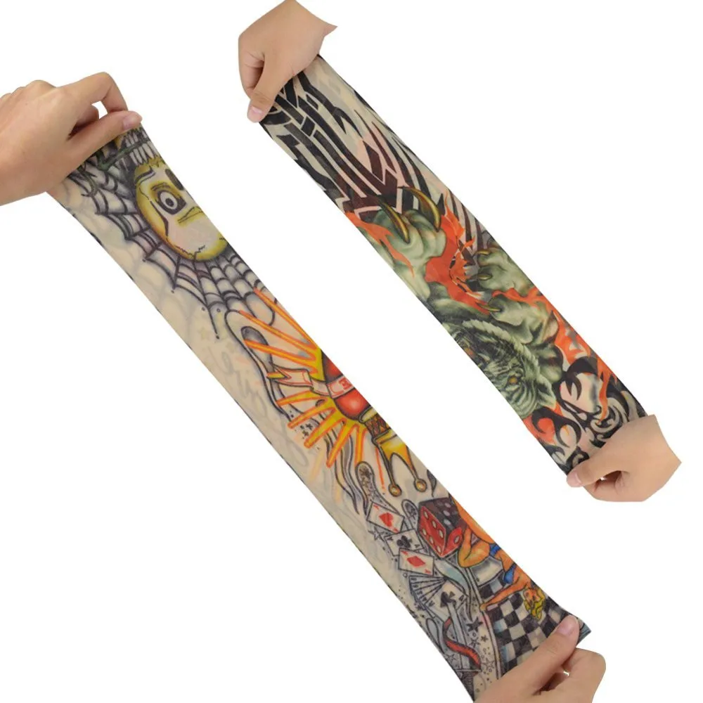 6 шт. нейлоновые эластичные рукава татуировки для мужчин и женщин на руку теплые унисекс УФ Защита от солнца Прохладный велосипедный рукав