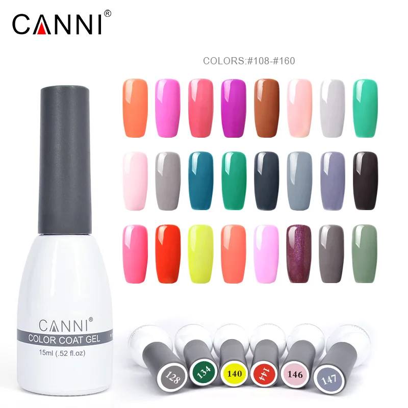 

Color 128-193 CANNI Manicure cheap Long-lasting color gel polish glitter Soak Off UV/ LED Nail Gel polish Varnish 15ml