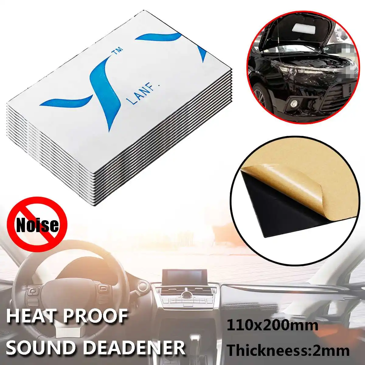 

110x200mm Car Truck Firewall Heat Sound Deadener Insulation Mat Noise Insulation Wool Car Heat Sound Thermal Proofing Pad