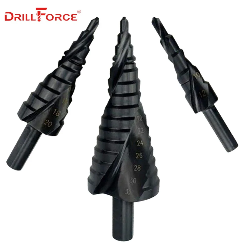 3X HSS Spiral Step Cone Drill Bit Titanium Nitride Coated Tool Metal Hole Cutter 