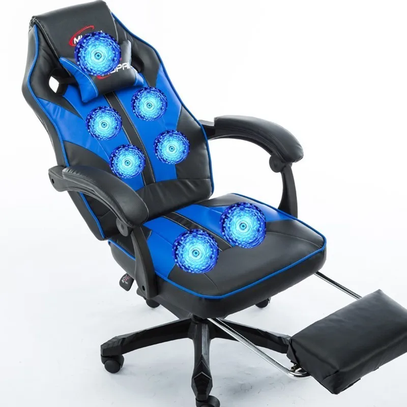 Esports игровые деловые Silla стул геймера 7 точечный массаж с эргономикой колеса может лежать с подставкой для ног - Цвет: blue massage