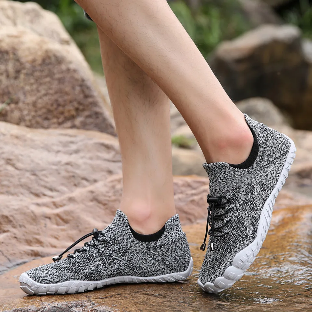Summer Water Shoes for Men Women Breathable Barefoot Quick Dry Non Slip Beach Swimming Man Sneakers Outdoor Aqua Shoes#D - Цвет: Серый