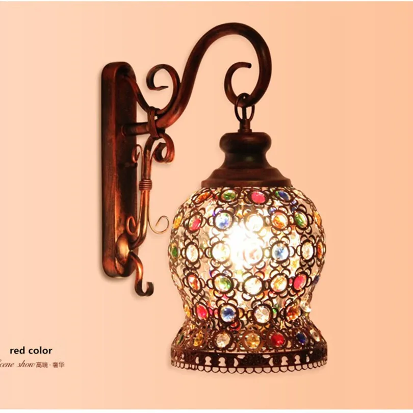 

Bohemia Rural Copper Metal Led Wall Lamp Lustre Crystal Bedroom Wall Light Simple Corridor Led Wall Lights Loft Wall Fixtures