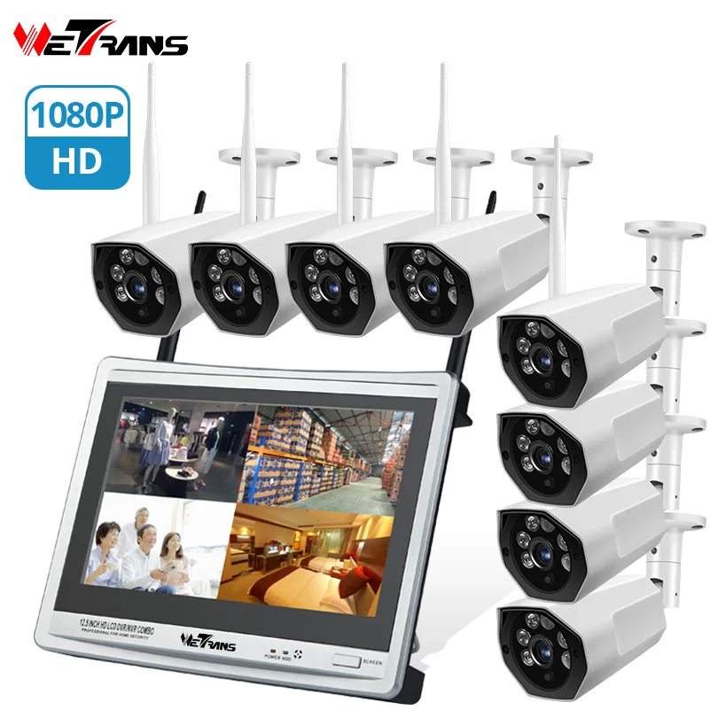 

Wetrans wireless security camera system with Monitor 8CH 2MP nvr wifi 1080p Outdoor cctv kit Home surveillance Camera securite