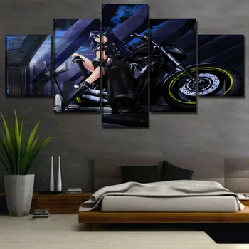 

Modern Canvas Prints Poster Wall Art Modular Pictures 5 Pieces Anime Black Rock Shooter Paintings Home Decorative Framework