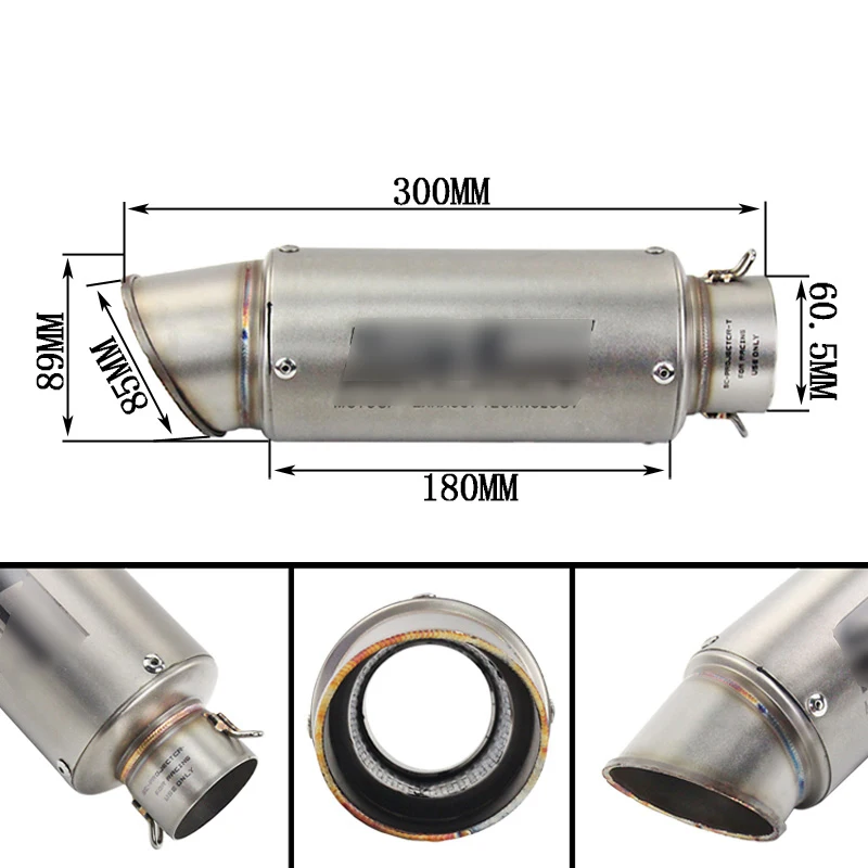 Универсальный 51 60,5 мм из нержавеющей стали, выхлопная труба из настоящего углеродного волокна, без дБ, убийца, без шнуровки, для мотоцикла, грязного велосипеда, Модифицированная трубка