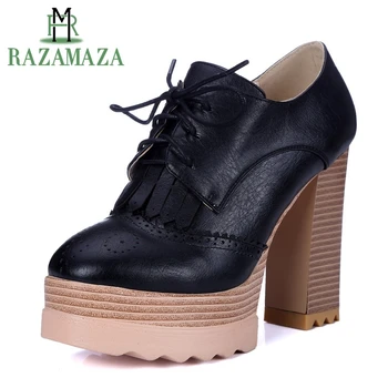 

ZALAVOR 5 Colors Size 32-42 Women Platform High Heel Shoes Hallow Out Lace Up Thick Heels Pumps Sexy Party Club Women Footwears