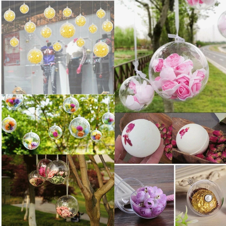 20 piezas/10 pares de adornos navideños bola transparente abierto plástico transparente adorno regalo caja Decoración 20 piezas/10 pares de adornos navideños bola transparente abierto plástico transparente adorno regalo caja Decoración