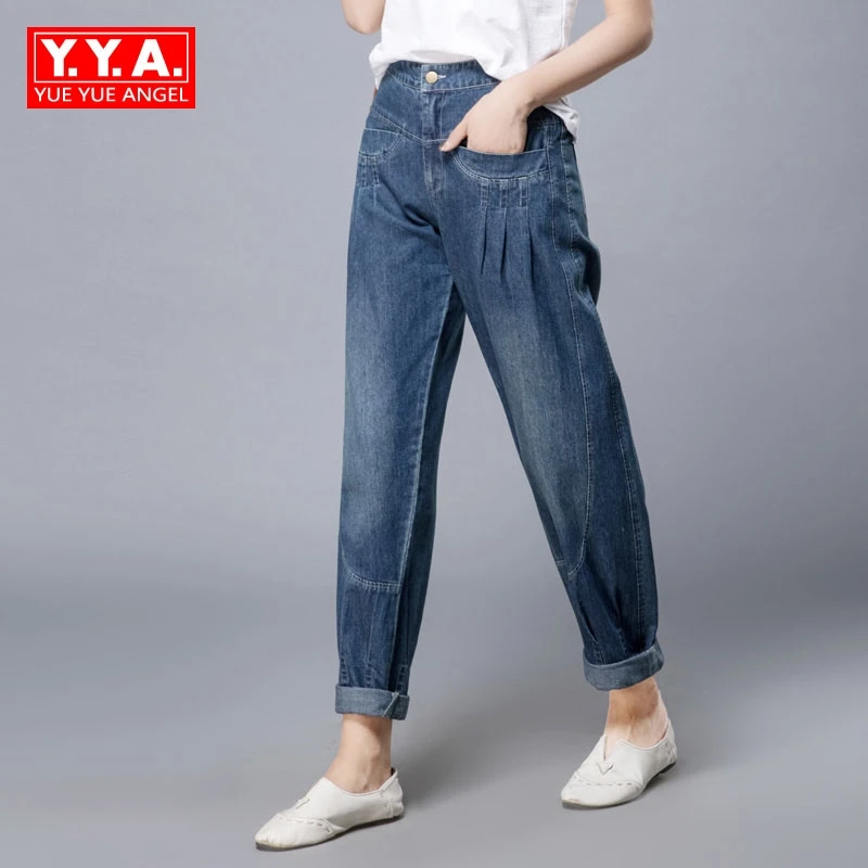 

Loose Fit Pants For Woman Plus Size Cotton Jeans Denim Autumn Winter Harem Pants Casual High Waist Comfortable Female Trousers