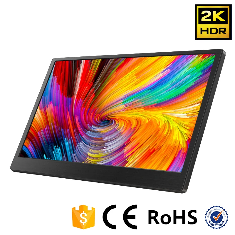

10.1 Inch USB C HD 2560 x 1600 IPS Screen Portable Monitor, LCD/LED Display,HDMI Type C, Built-in Speakers,Black metal
