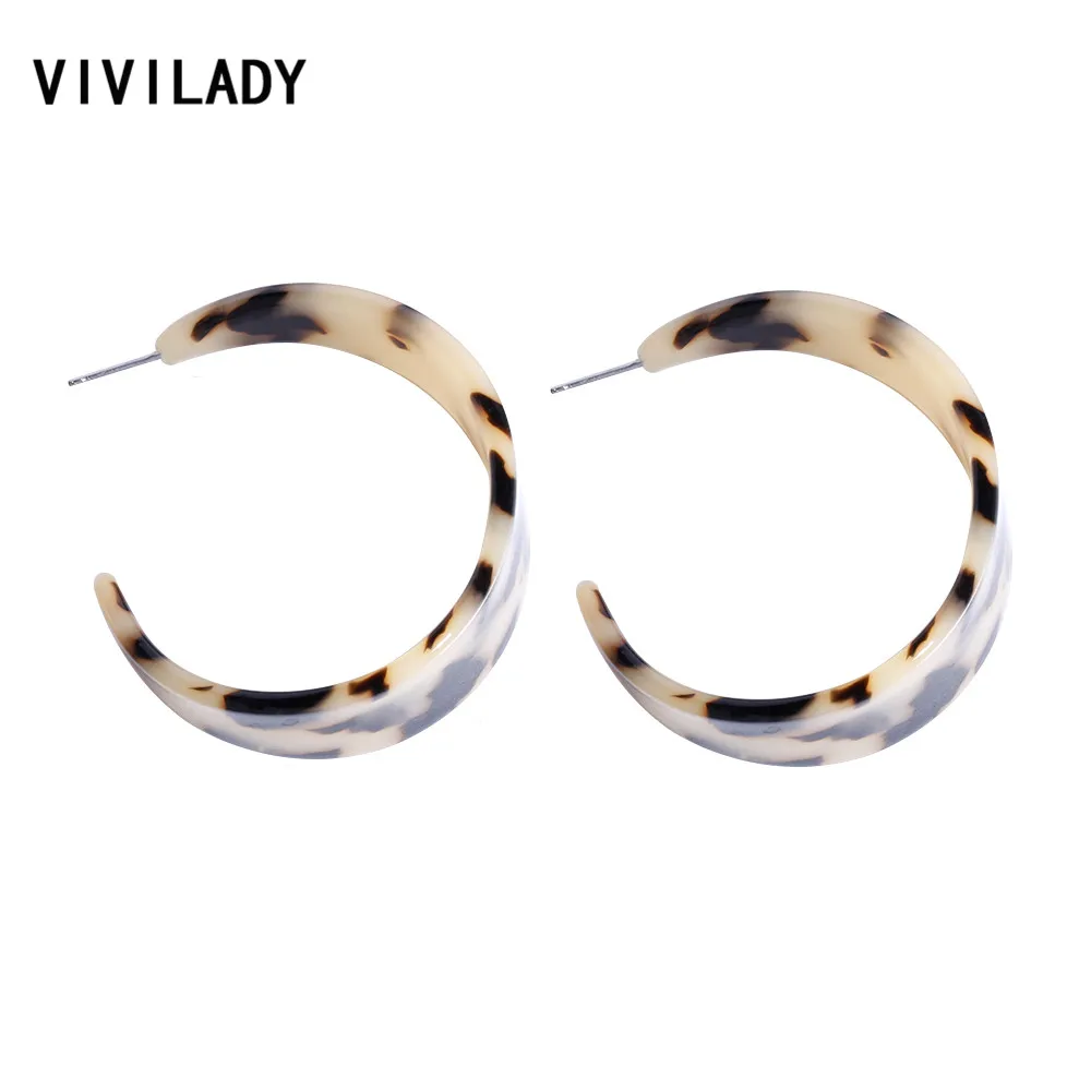 

VIVILADY 2018 Trendy Round Acrylic Hoop Earrings Women Big Large Circle Brincos Bijoux Statement Jewelry Holiday Party Gifts