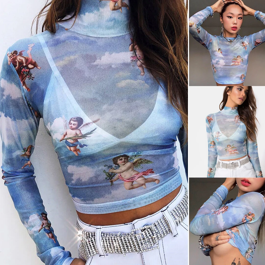 HTB1DSkJQ3HqK1RjSZFPq6AwapXaR - See-through Sheer Mesh Fishnet T-Shirt