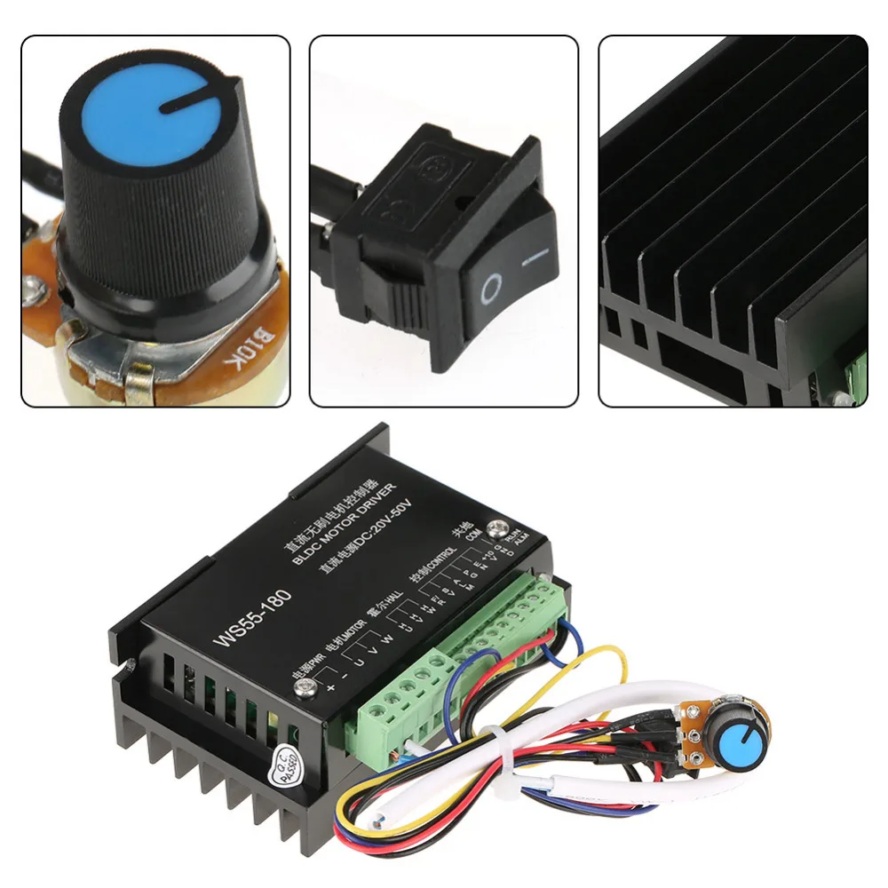 WS55 180 мотор драйвер 20V с алюминиевой крышкой 50В ЧПУ безщеточный шпиндель BLDC