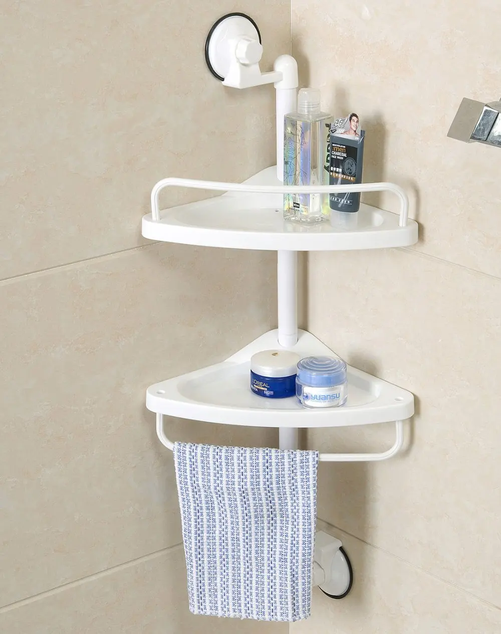 Super strong suction wall adsorption two racks bathroom toilet pod hanging corner shelf load
