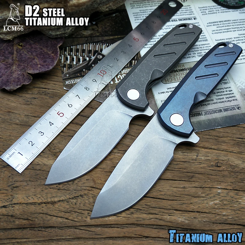 

LCM66 Titanium Alloy Folding Knife D2 blade,Camping Outdoor Survival Knives Hunting Tools Very Sharp Cold tool steel Portable