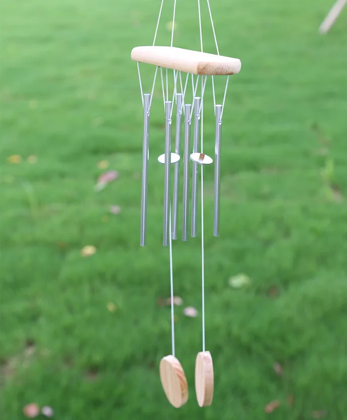 6 Solid Alloy Metal Tubes Solid Wood Bronze Antirust Wind Chimes Door
