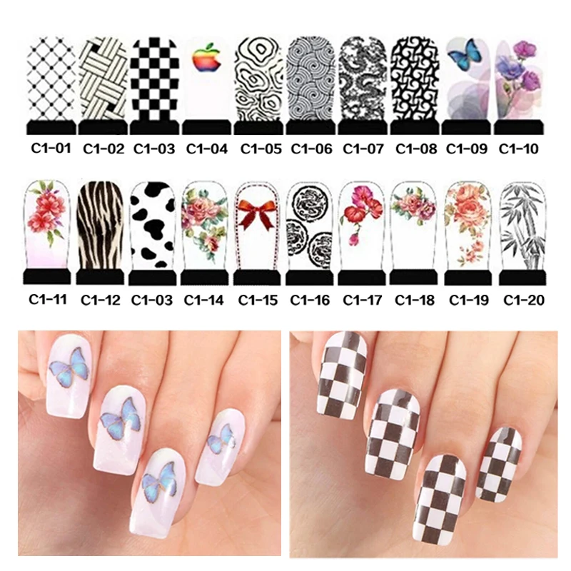 5pcs/set Water Transfer Nail Art Stickers Flowers Bow Design Manicure