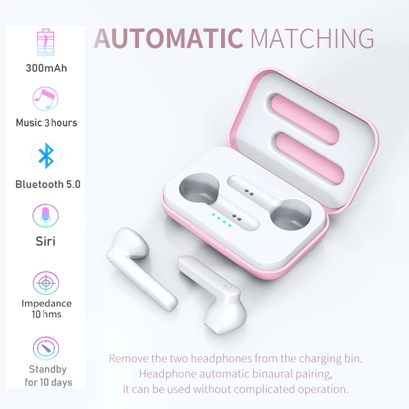 Беспроводные Bluetooth наушники YUNAO X26 с зарядной коробкой поддержкой Siri mic