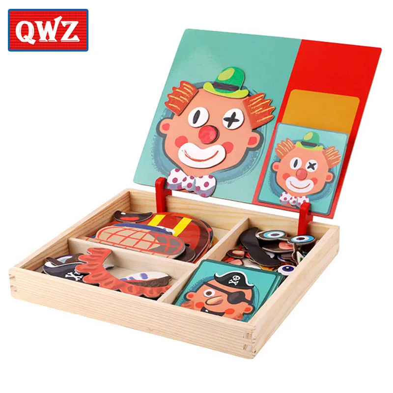 Деревянные детские развивающие игрушки QWZ набор для настольных игр мольберт