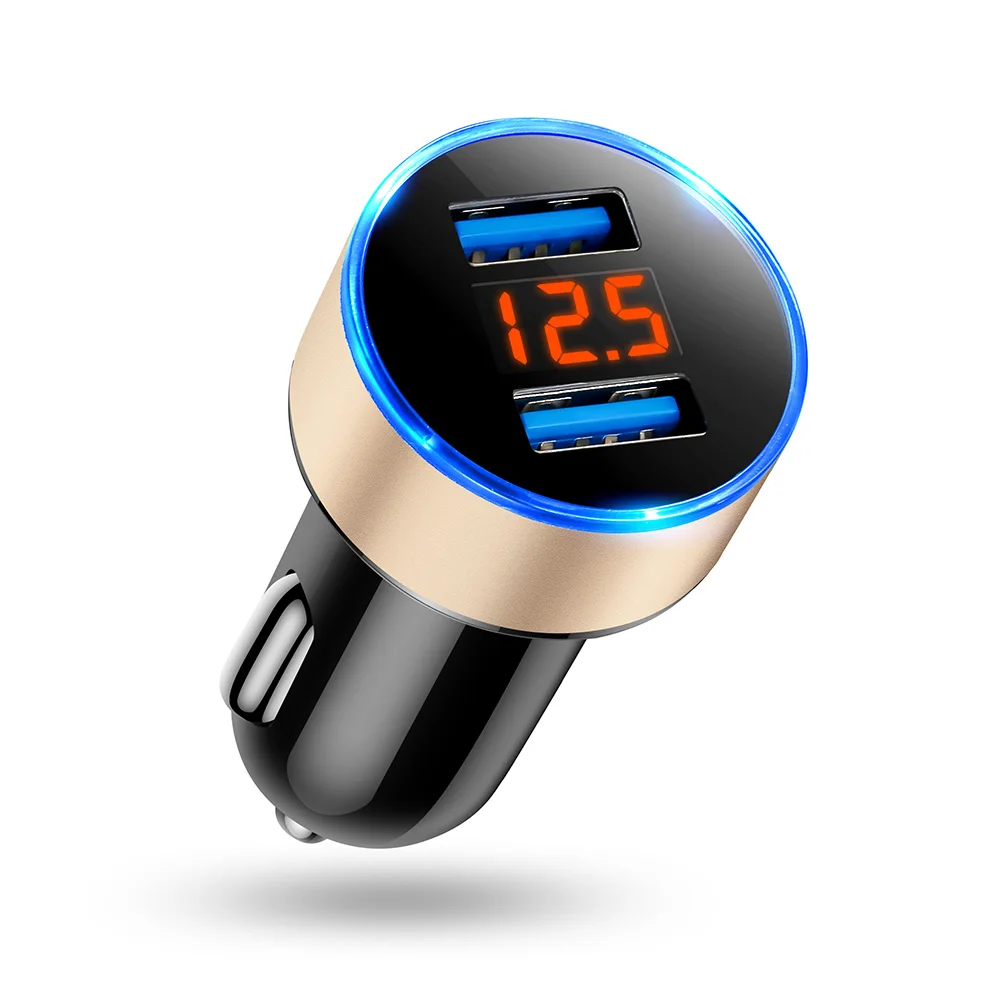 

2 Port USB 5V 3.0A Fast Charging Car Charger Digital LED Display Dual Usb Chargers For iPhone 6 Xiaomi Car Charger For Samsung