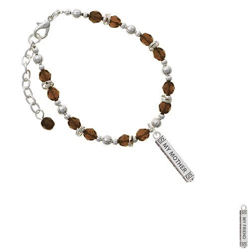 Always My Mother Bar Brown Beaded Bracelet
