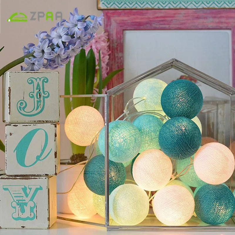 

ZPAA 20/40/100 LEDs Cotton Ball String Lights Xmas Lover Wedding Party holiday Bedroom Decorations Fairy Lamp 220V/110V Plug