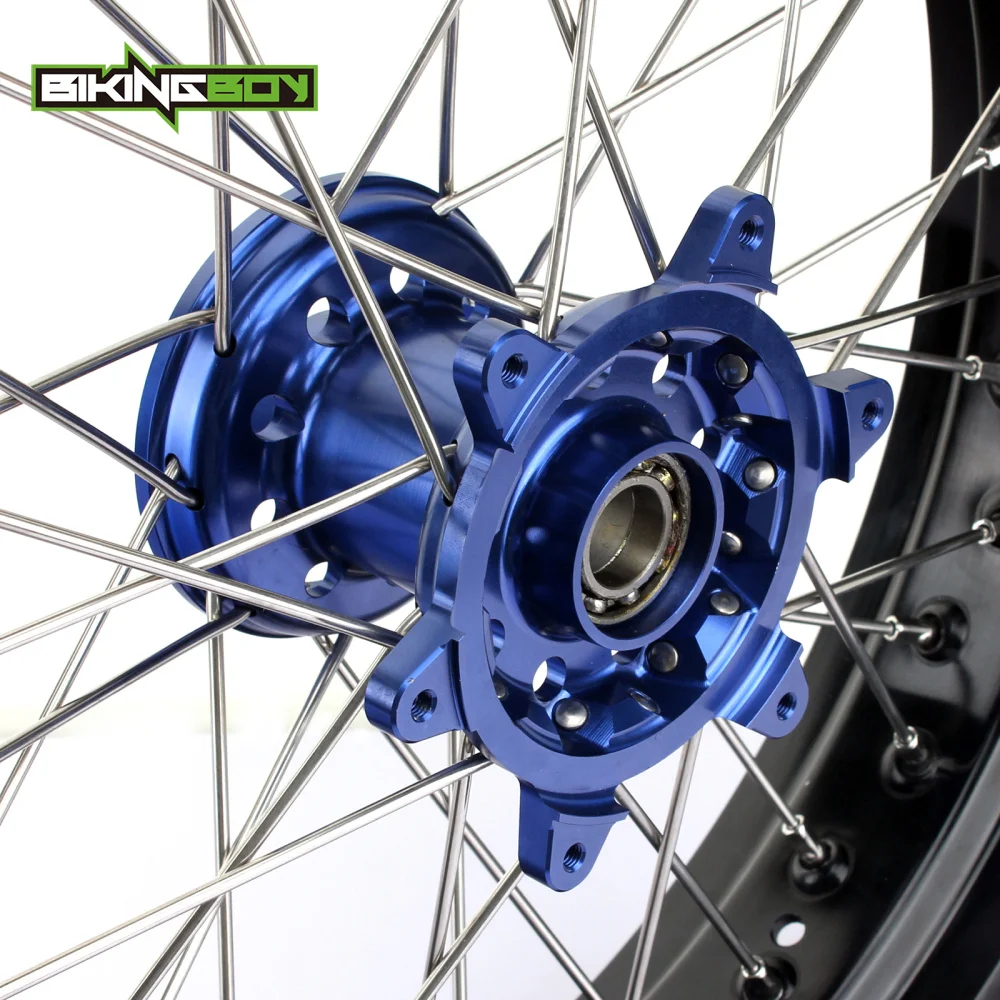 BIKINGBOY 1" x 3,5x4,5 Supermoto для YAMAHA YZ 250 450 F 2009 2010 2011 2012 2013 09-13 синие передние задние колеса диски ступицы наборы