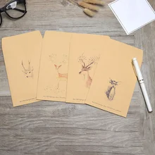 10 шт./компл. мультфильм DIY олень конверт милый ретро крафт бумажные конверты подарочная карта офисные канцелярские принадлежности поставщик