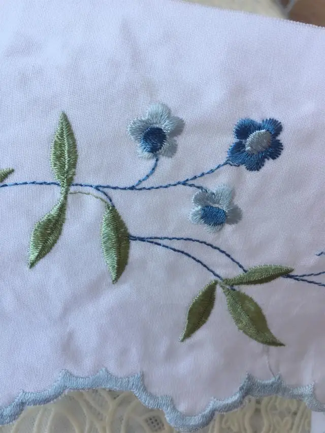 DIY Ручная вышивка хлопок ткань кружева синий маленький свежий цветок с ветками Вышивка Хлопок Кружева DIY аксессуары