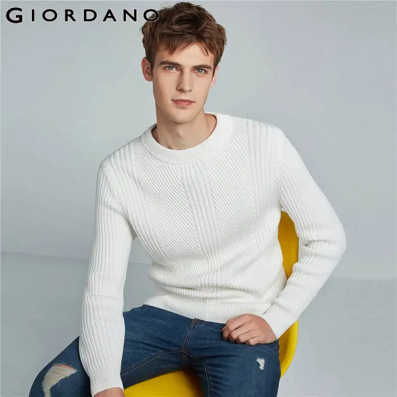 Giordano Men Sweater Men Thick Jacquard Design Pullover