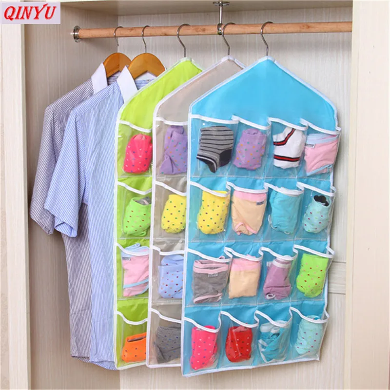 70cm40.5cm 16 Grid Wardrobe Hanging Organizer Underwear Bras Socks Ties