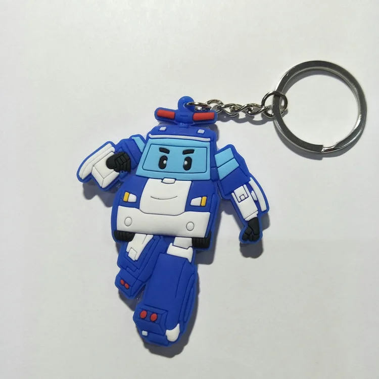 Los niños de animación cosplay PVC llavero moda lindo coche de la policía camión de bomberos ambulancia silicona para llaves colgante de dibujos animados Juguetes