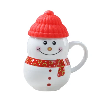 

New!! Creative 3D Christmas Snowman Ceramic Mugs Porcelain Cup With Lid/Spoon Milk/Coffee Mug Thermos Cup Christmas Gifts X-mas