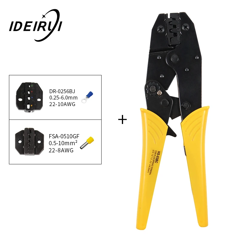 HS-03BC щипцы для соединения выводов обжимом храповый механизм челюсти Замена Зажимные инструмент комплект 230 мм ручные щипцы обжимка для проводов - Цвет: HS-03BC And 2 Jaw