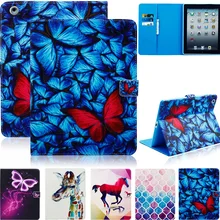 Caso para apple ipad mini 1/2/3 imprimir patrón folio case capa accesorios de la tableta de cuero con ranuras para tarjetas