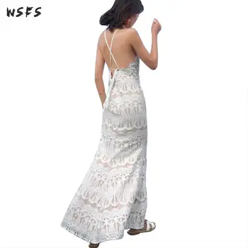 

Summer Lace Dresses Spaghetti Strapless Backless Lace Up Womens Dress Beach Bandage Sexy Patry Ladies Long Maxi Mermaid Dress