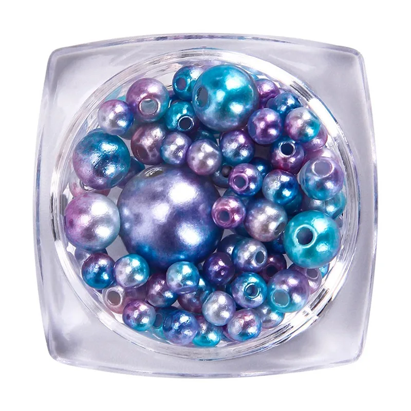 

1 Box Gradient Pearl Multi-size Caviar Beads Crystal Rhinestone Magic Metal Frame Resin Manicure 3D Nail Art Decoration Nail Gel