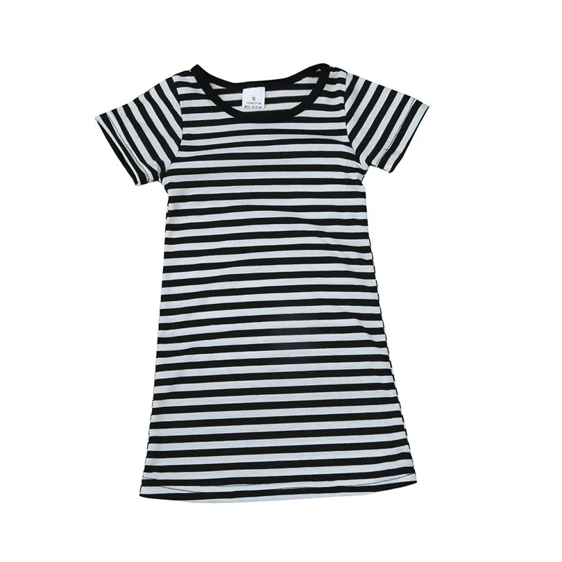 2019 new cute Toddler Baby Kid Girl Casual Short Sleeve Party Striped Princess Dresses Clothes fashion design (1)