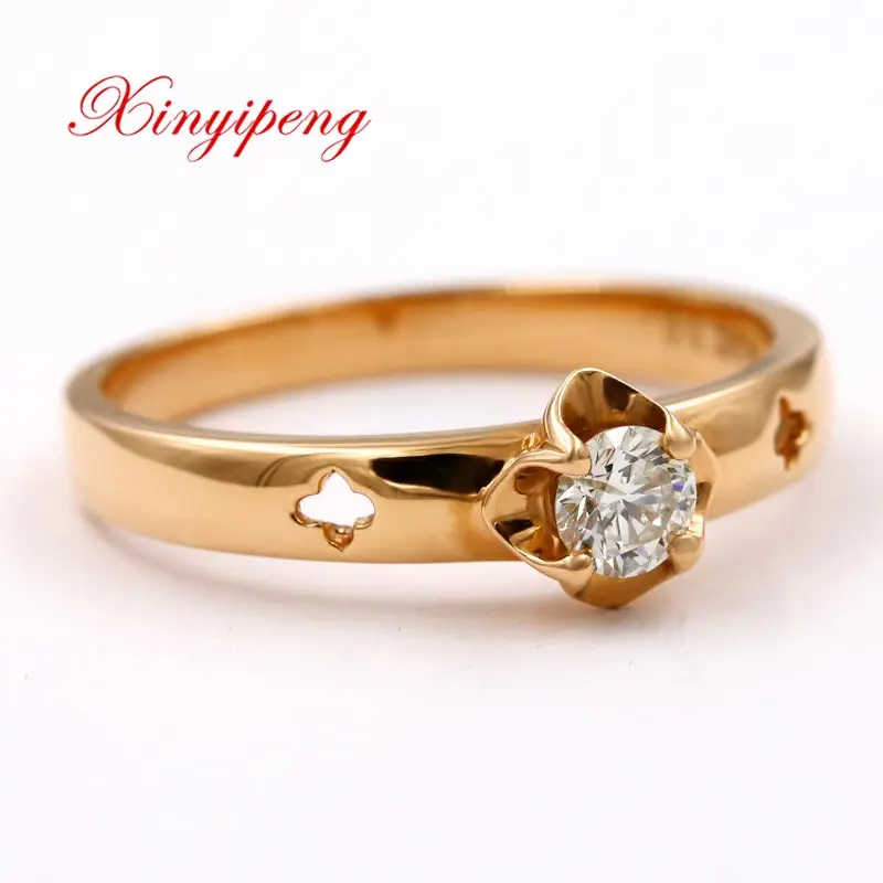 Xin yi peng 18 k rose gold inlaid natural diamond ring, the woman ring, engagement wedding gifts, elegant and generous