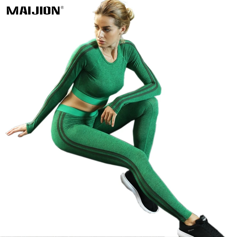 

MAIJION Autumn Winter Women Yoga Sets Long Sleeve Top+Yoga Leggings Sport Suits Breathable Elastic Quick-dry Gym Fitness Sets
