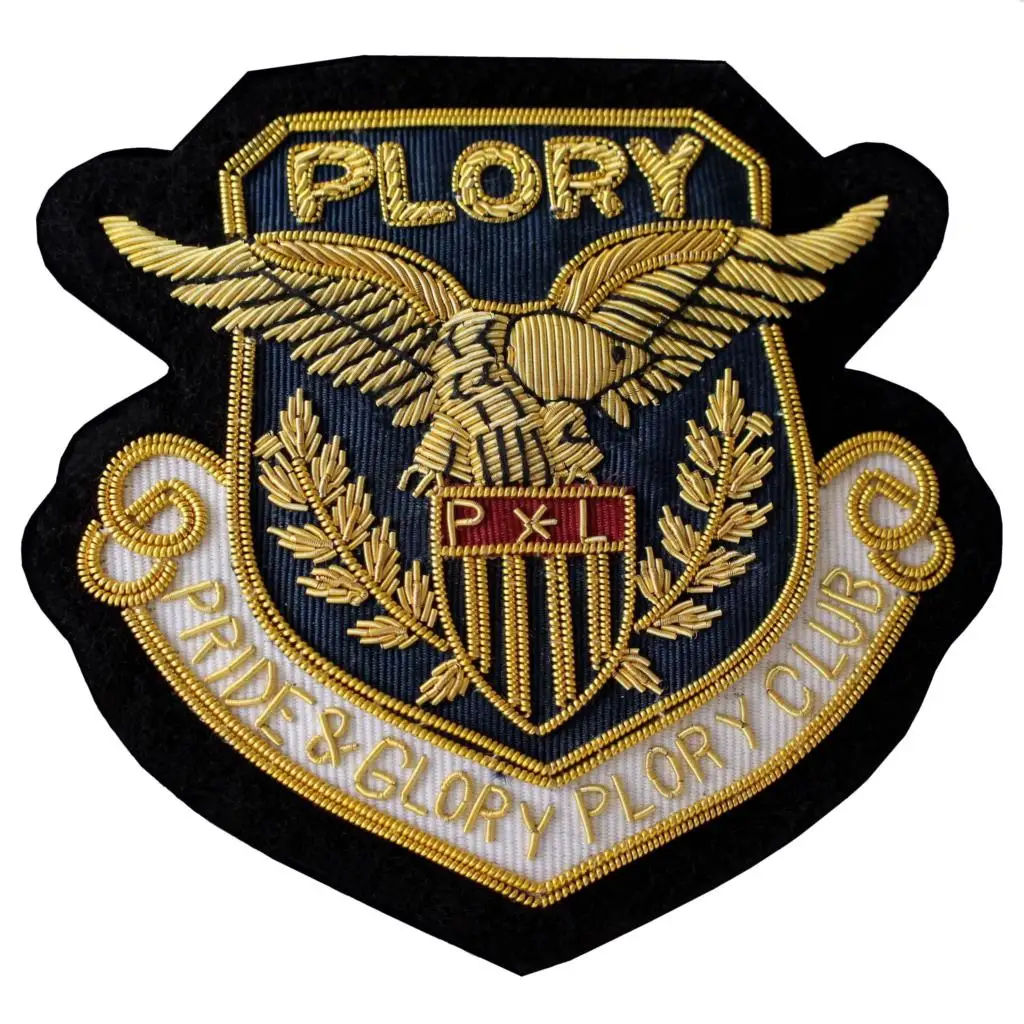 Download Handmade bullion wire embroidery badge/patch, PLORY Eagle badge, Gold Color~~~-in Patches from ...