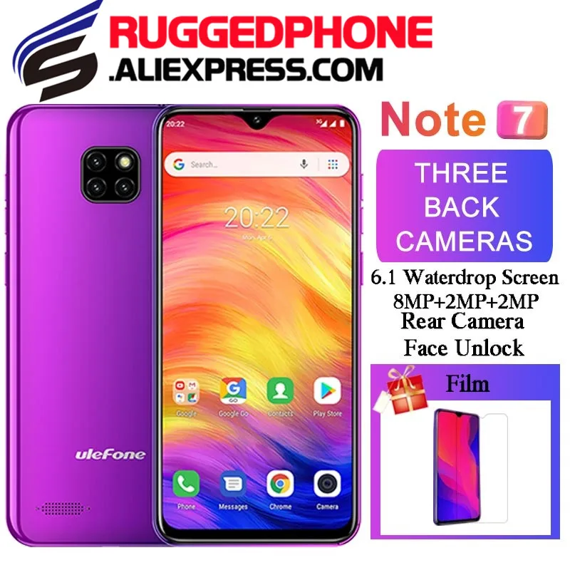 Ulefone Note 7 смартфон с 6 1 дюймовым дисплеем четырёхъядерным процессором MT6580A ОЗУ ГБ
