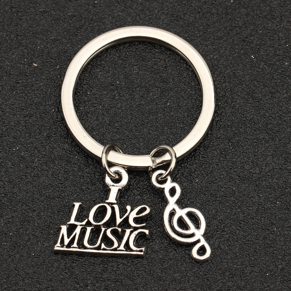Creative-DIY-Jewelry-Silver-Color-I-Love-Music-Treble-Clef-Music-Charms-Alloy-Keyring-For-Men