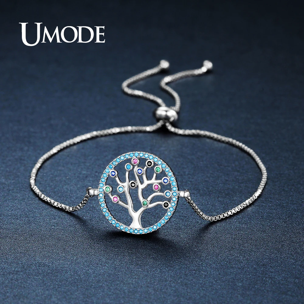UMODE дизайнер красочные австрийский горный хрусталь Древо жизни Браслеты для Для женщин партия Свадебные украшения мода Pulseira подарок ub0104a
